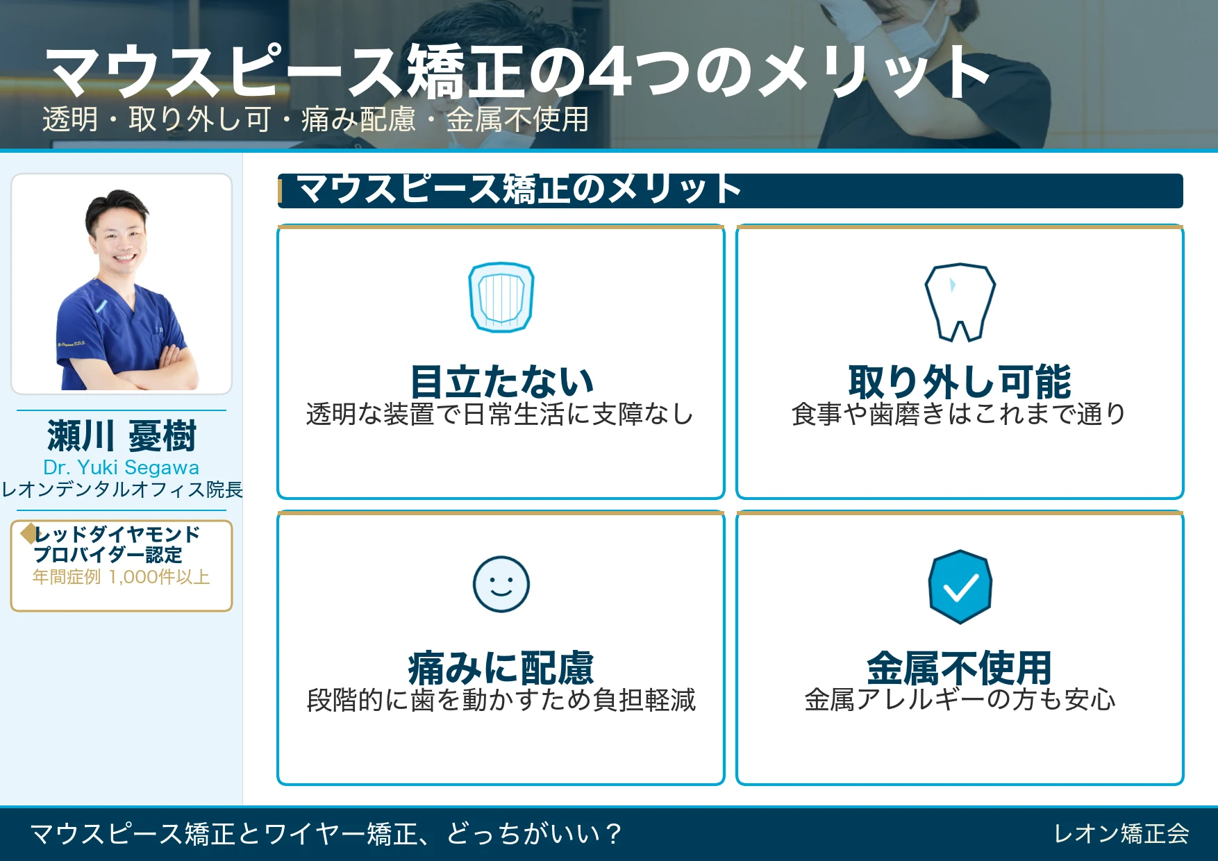 マウスピース矯正の4つのメリット!目立たない・取り外し可・痛みに配慮・金属不使用